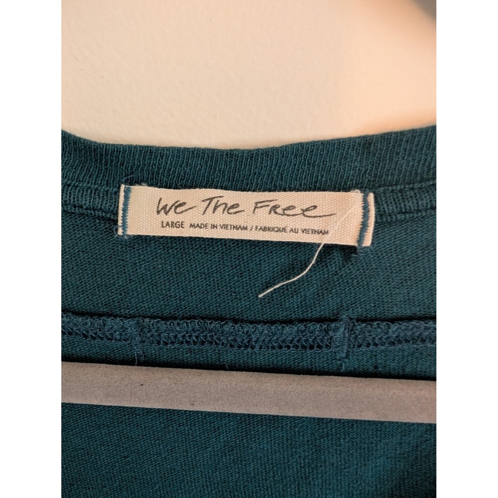 We The Free People Teal Dolman Sleeve Oversized Cropped top Cotton Large earthy - Picture 3 of 7